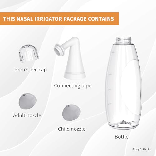 Image of Nasal Irrigator, Sinus Rinse Bottle, BPA-Free, Ergonomic Design, 2 Tips for Adult /Kids, Reduces Snoring, Relieves congestion, Easy to use, Transparent Light-grey