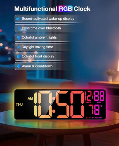Large Digital Wall Clock for Classroom, 15.5" LED Digital Clocks - Image 2