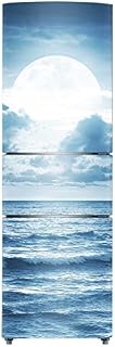 RAIN QUEEN DIY Adhesive Removable Waterproof Vinyl Sticker Decals Printing Paper Decor Fridge Wardrobe Refrigerator Cover Door Nature Landscape (23.6''x70.8'', Moon&Sea)