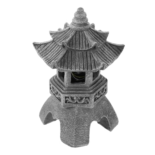 CIYODO Lámpara Solar Farol Japonés para Exteriores Farol Jardín Resina Piedra Zen Decoración Jardín Terraza Patio Luz Solar Diseño Pagoda Tradicional