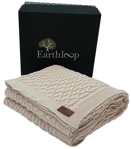 100% Organic Cotton – Gots Certified | Knit Throw Blanket | Couch And Bed Throw Blankets | Knitted Throws | Adult Cable Knit (60 X 50 In, Ivory) #TOP28