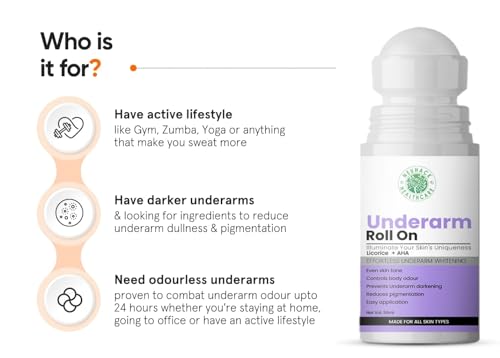 Image of UnderArm Brightening Roll On with 4% AHA - Fights Body Odor, Brightens armpits Deo Deodorant Rollon - For Men & Women (50g each, Pack of 2)