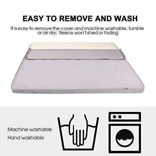 Image of Large Dog Bed Pet Beds Crate Mat Orthopedic Foam Dog Mats for Sleeping Washable Anti Slip Mattress with Removable Cover Grey Blue, XL
