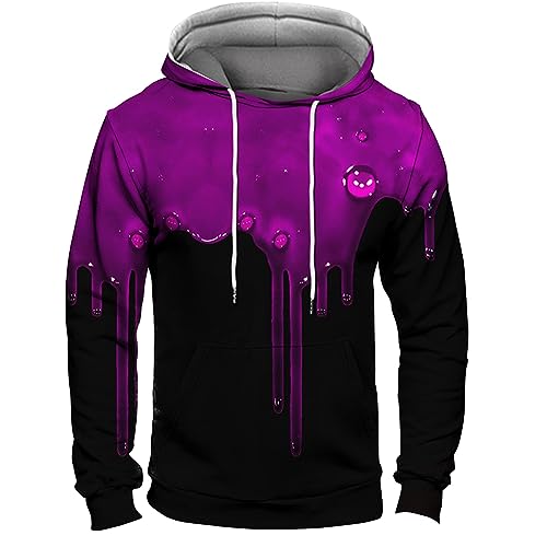 Ymosrh Men's Hooded Sweatshirt 3D Printed Long Sleeve O Neck Sweater Pullover Loose Hoodie Top Mens Trendy Hoodie3