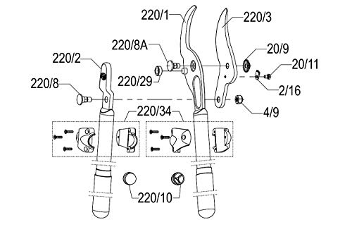Felco F220 220, Two-Handed, Lever-Action, Long Reach Lopper, By-Pass, Bypass, Red/Gray #TOP3