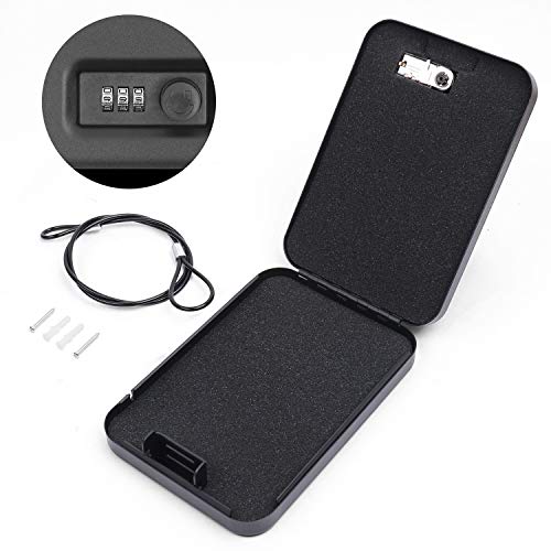 HORUSDY Lockbox for Guns and Valuables, Portable Security Case Lock Box Safe with Combination Lock