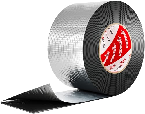 POPPSTAR Cinta adhesiva papel aluminio de butilo (10 m x 75 mm x 1,5 mm) autoadhesiva y selladora