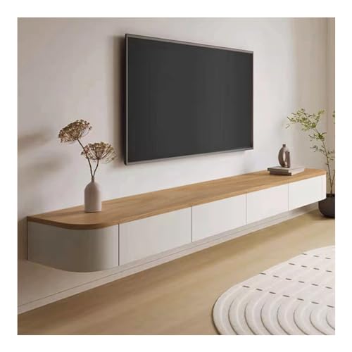 Meuble TV mural blanc de 160 cm avec porte suspendu pour salon