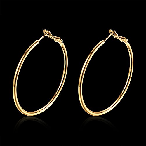 Gold Hoop Earrings,18K Gold Plated Rounded Hoops Earrings for Women3