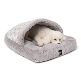 Nicole Miller New York PET Kendall Fluted Geo Cozy Slipper Cave Pet Bed, Cozy & Calming, Non-Slip Bottom, Machine Washable, Grey, Small 22'x17'x11'