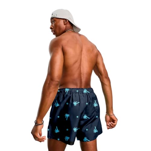 Kit 3 Short Masculino Liso Estampado Coqueiros Moda Praia Estilo Mauricinho Verão (BR, Alfa, M, Regu