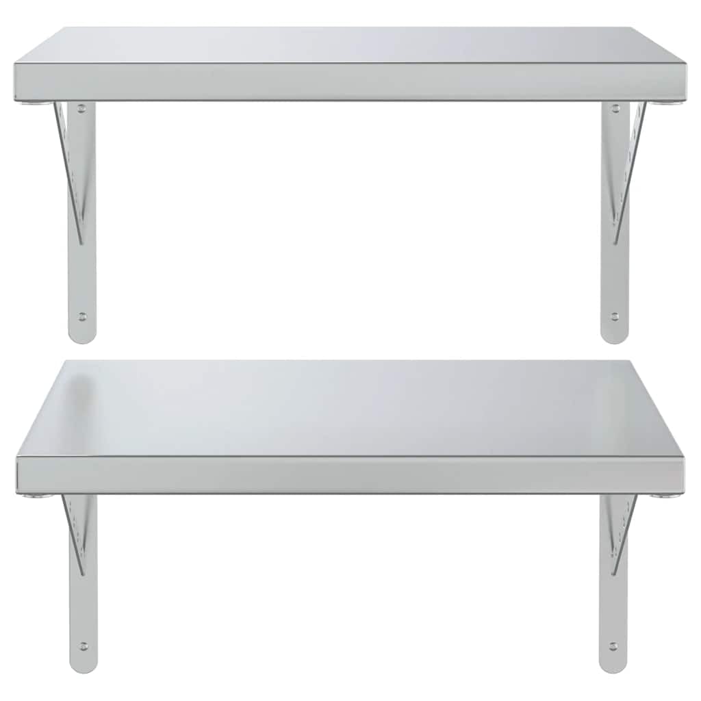 vidaXL Wandregale 2 STK. 50x40 cm Silbern Edelstahl
