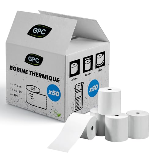 Lot de bobines thermiques pour TPE standards 57x40x12cm, 17 mètres, sans BPA, pour CB et TPE, bobines thermiques de haute qualité, fabriquées avec du papier...