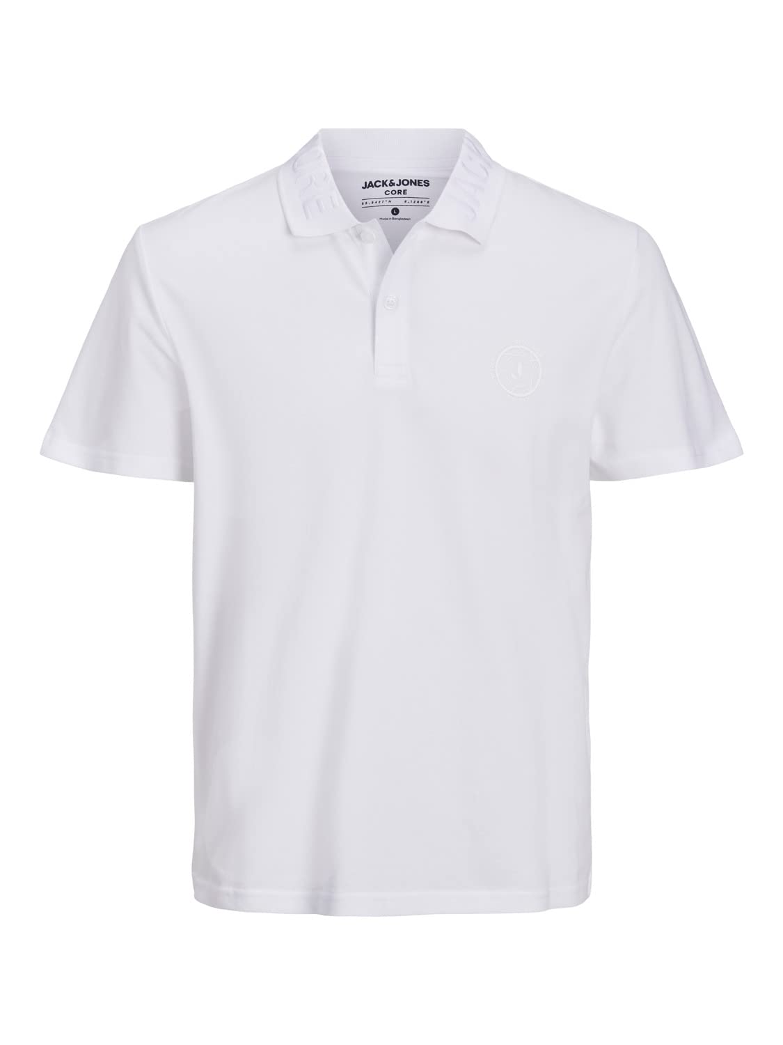 JACK & JONES Men's JCOCHAIN Polo SS Polo Shirt, White, L