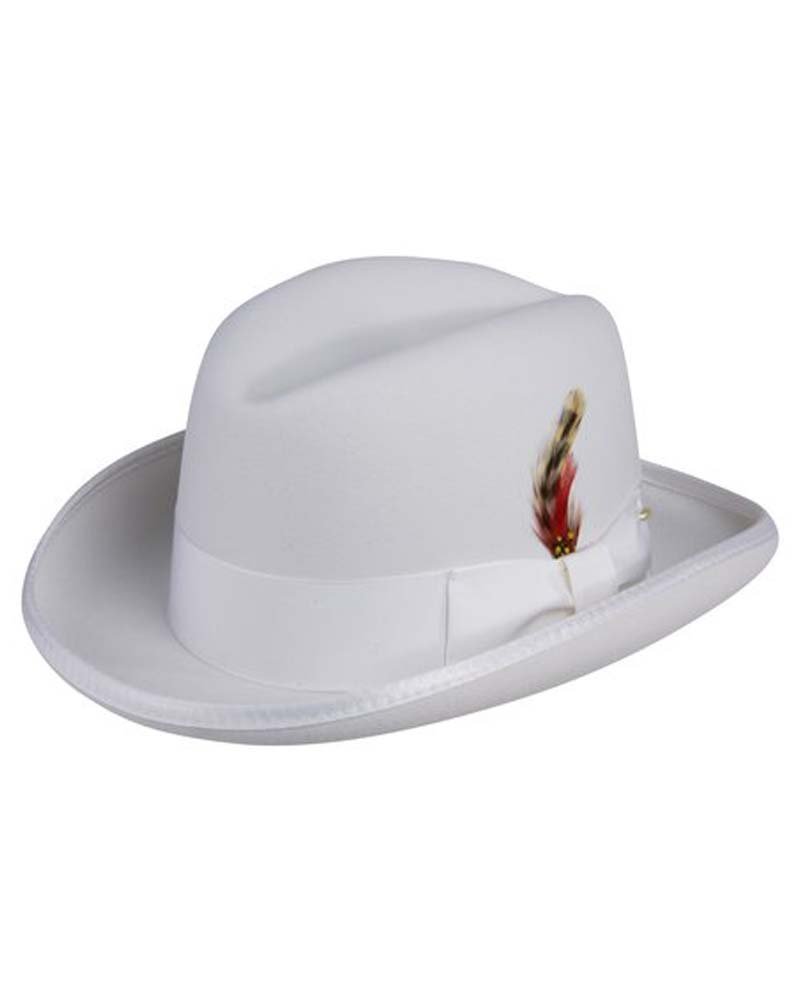 Godfather Homburg Fedora Hat in White (Large = 23