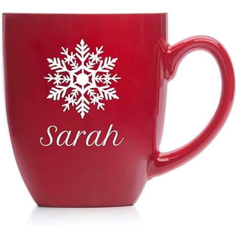 Lifetime Creations Personalized Christmas Mug: Christmas Coffee Mugs, Engraved Christmas Cup Hot Chocolate, Snowflake Mug with Name, Gift for Employees, Teachers, 16 Oz Ceramic Custom Coffee Mug Gift Cover