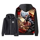 FunStation Anime Kaneki Ken 3D Printed Cosplay Unisex Adult Costume Zip Up Coat Tops Sweatshirt Jacket Hoodie Black 10 M
