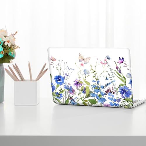 Image of Laptop Skin Sticker Decal, 12 inch 13 inch 13.3 inch 14 inch 15 inch 15.4 inch 15.6 inch Universal Vinyl Notebook Skin Sticker Cover Art Protector Decal with Free 2 Wrist Pads, Beautiful Floral White