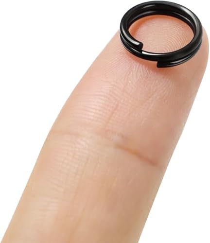 30 llaveros de acero al manganeso, anillos divididos, llaveros pequeños, anillos de salto para collares, llaves, accesorios de joyería (negro)