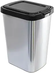 Lixeira 9Litros Com Click Plástica Label Inox 25462 Arqplast