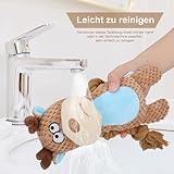 TONYFY Hundespielzeug, Hund Quietschspielzeug mit Knitterpapier, Plüschtier Hund Plüsch Kauspielzeug, Baumwollseil interaktives Spielzeug für Welpen, kleine, mittlere Hunde (Kamelfarbener Elch)