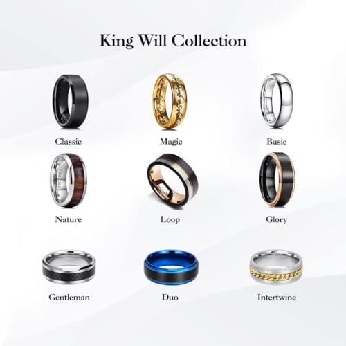 King Will Tungsten Carbide Rings For Men Wedding Band Rings -Customization Promise Engagement Ring Comfort Fit Size 5-153