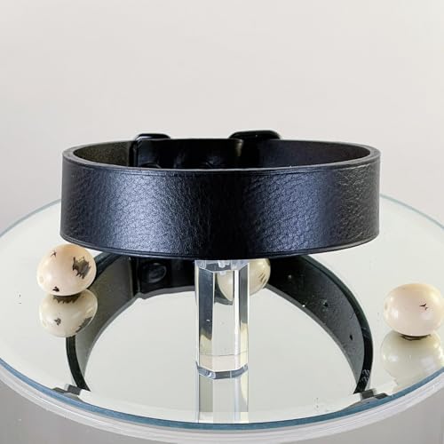 SiaLinda: Halsband Buddy schwarz 30mm Rindersoftleder, 2 Längen, pur oder mit O-Ring Lange Länge (+8€) / Großer Ring Edelstahl (+8€)