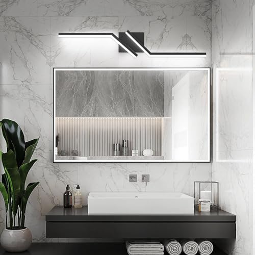 Image of 32inch Black Bathroom Vanity Light Modern LED 3CCT Dimmable 24W Bathroom Lighting Fixtures Over Mirror 3000K /4500K /6000K 3 Color Adjustable