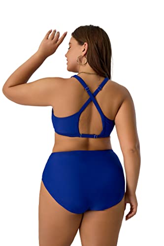 Allabreve Women Bikini Set Plus Size Swimwear High Waisted Two Piece Swimsuits Tummy Control #TOP3