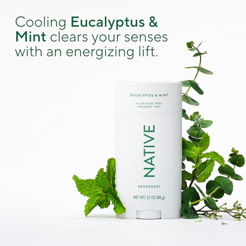 Image of Native Aluminum Free Deodorant, Eucalyptus & Mint, Large Size Stick, 72 Hour Odor Control, for Women & Men, Contains Naturally Derived Ingredients, 3.1 oz