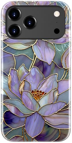 DorisMax for iPhone 17 Pro Case - Wireless Charging Compatible - Dual-Layer Hard Shell + Silicone Cover - Shockproof Protective Phone Case with Stylish Designs for Women - Abstract Lotus