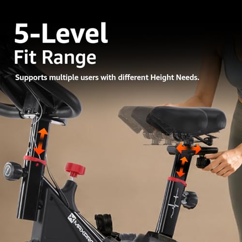 Image of MAXPRO MP007 Spin Bike | Exercise Cycle for Home | 100KG Capacity | 8KG Flywheel | Adjustable Resistance | Silent Belt Drive |4way Adjustable Comfortable Seat Cushion | Indoor Cardio Workout Fitness Bike