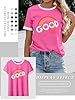 Dresswel Women Good Vibes T-Shirt Rainbow Graphic Print Tee Shirts Summer Tops(Dark Pink,M) #3