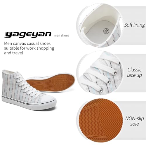 Image of yageyan Men's High Top Canvas Sneakers Fashion Lace up Walking Shoes Casual Classic