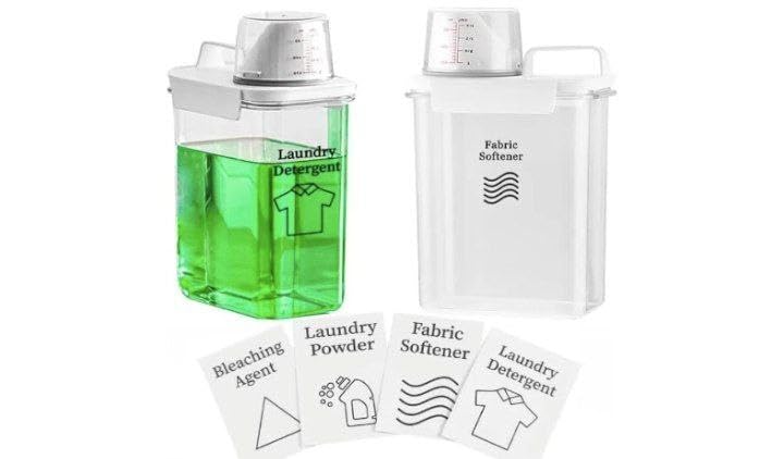 BLUE CRANE 1800ML Washing Powder Container, Clear Reusable Detergent Storage Jar, Airtight Laundry Organizer, for Bathroom Countertop, Home & Utility Room (Pack of 1) 1