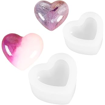 Candle Moulds Pack of 2 Love Heart Shape Silicone Mould Candle Holder 3D Heart Silicone Soap Mould for DIY Handmade Soap Crafts Tray Decoration