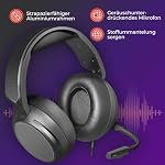 Shadow Gaming Headset – 3,5 mm Klinke, Over-Ear, 50 mm Treiber, Flexibles Mikrofon, Lautstärkeregler, Metall-Kopfbügel, PC Headset mit Mikrofon, Kompatibel mit PS5, Xbox, Switch & PC – Bild 3