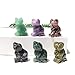 Wemeki Gemstone Cat Figurine Mix 6PCS, Sitting Kitten Cat Healing Crystal Hand Carved Lucky Cat Animal Carving for Home Decor 1.5''