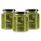 FEINKOST BARON Pesto Basilikum aus Italien 3er Pack (3 x 280g) mit Cashewkernen eingelegt in nativen Olivenöl extra, frisches Basilikum Pesto verfeinert mit hochwertigem Oliven