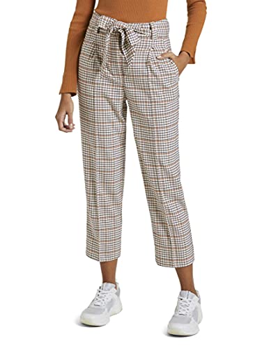 TOM TAILOR mine to five Plegable Pantalón de Vestir, 24586-Muñeco de Cuadros (Tamaño Pequeño), Color Beige, 44 para Mujer Cover