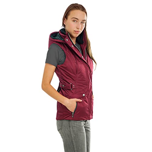 Knuffelwuff Damen Weste Carinae Größe: M / 38 Rot - Leichte atmungsaktive wasserabweisende Steppweste mit vielen Taschen für Outdoor, Wandern, Reisen, Gassi gehen - Windbreaker Übergangsjacke