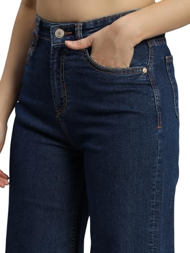 Image of Amazon Brand - INKAST Women High Rise Wide Leg Full Length Cotton Poly Lycra Jeans | Casual Denim Wear