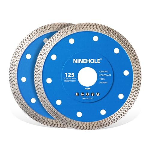 Lot de 2 Disque Diamant 125mm Extra Fin, Pour Carrelage et Grès Cérame, 10mm Segment Disques à Tronçonner Diamantés