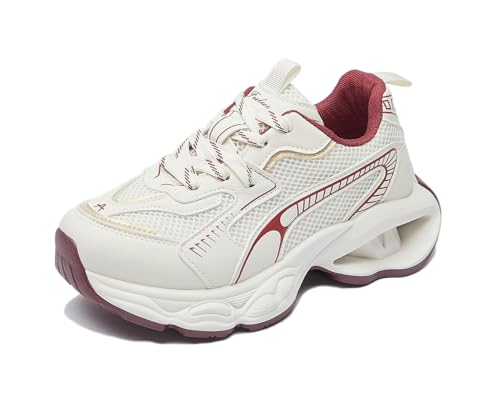 Basket femme plateforme rouge légère chaussure marche confortable décontractée