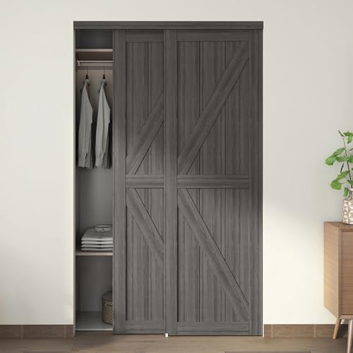 JUBEST 48"(Double 25") x80" Sliding Closet Door, K Style Bypass