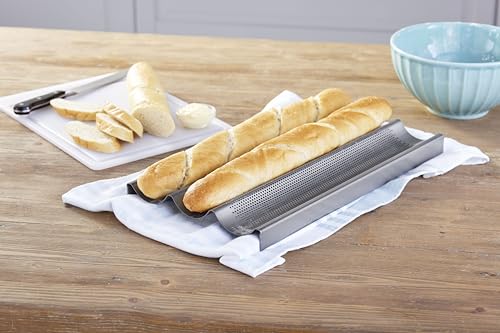 Chicago Metallic Commercial II Non-Stick Perforated Baguette Pan. Creates a crisp, golden-brown crust, 16 L x 9 W x 1.5 H by Chicago Metallic - Image 6