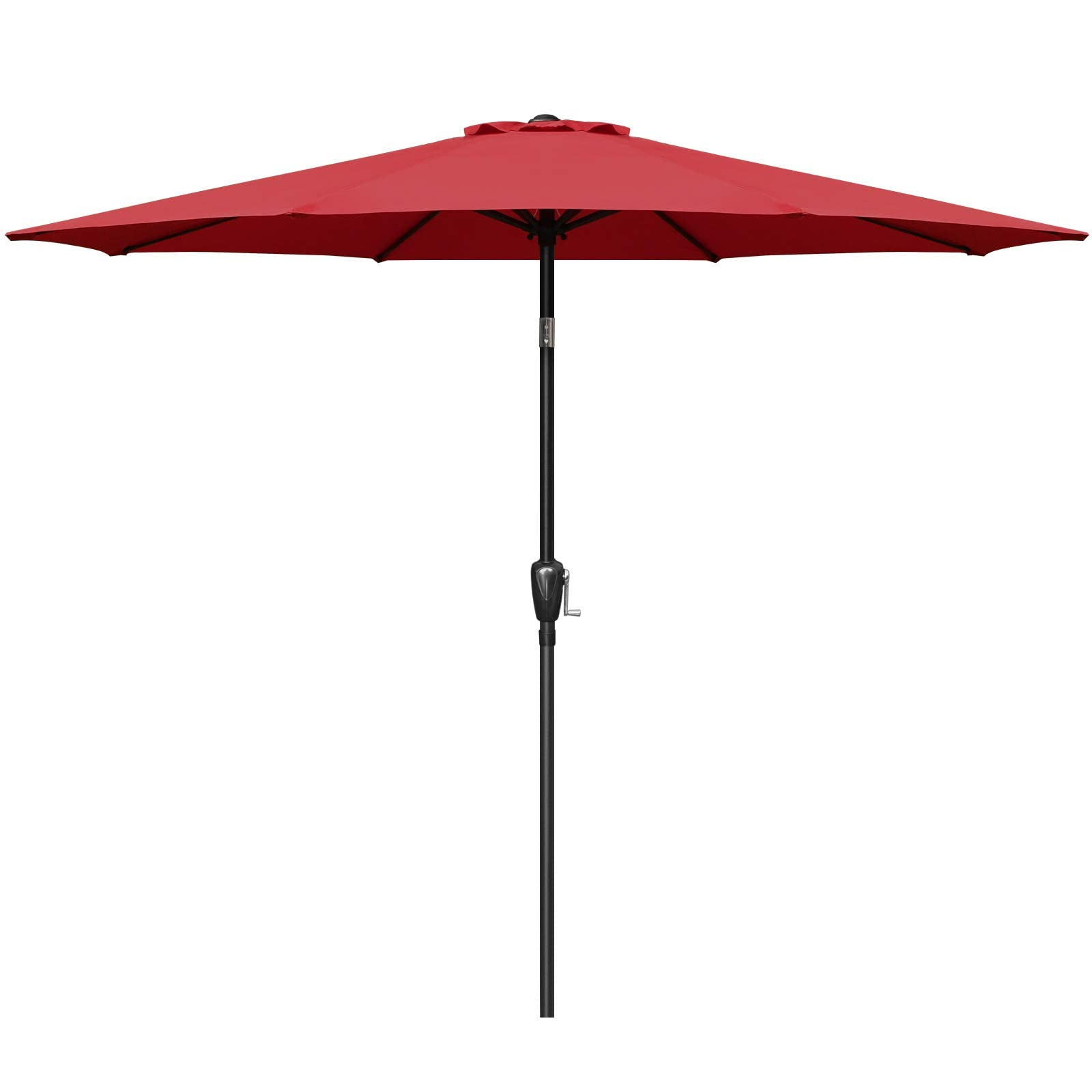Simple Deluxe 9' Patio Outdoor Table Market Yard Umbrella with Push Button Tilt/Crank, 8 Sturdy Ribs for Garden, Deck, Backyard, Pool, 9ft, Red