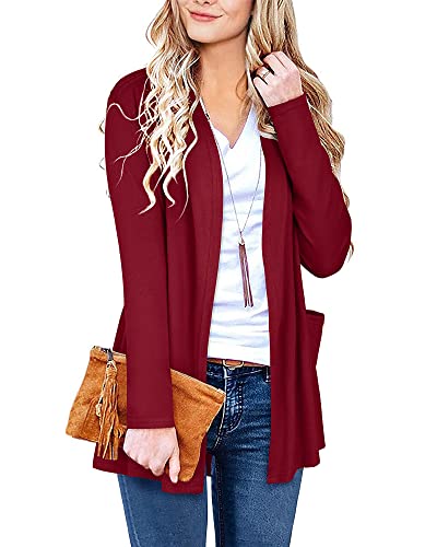 Image of ULTRANICE Cardigan Sweaters Womens Fashion 2025 Spring Lightweight Long Sleeve Casual Tops Clothes Outfits with Pockets