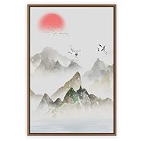 Framed Canvas Wall Art Abstract Sunrise and Sunset Canvas Prints Home Artwork Decoration for Living Room,Bedroom - 16x24 inches