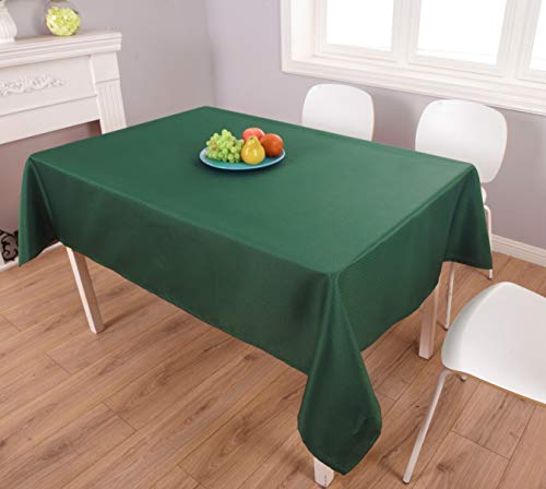 Biscaynebay Textured Fabric Tablecloths 60 X 84 Inches Rectangular, Hunter Green Water Resistant Spill Proof Tablecloths For Dining, Kitchen, Wedding And Parties, Etc Machine Washable #TOP2